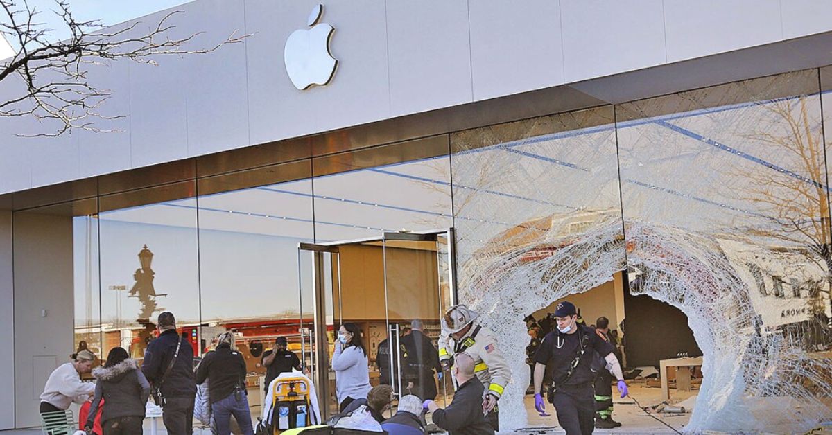 SUV Car Collides With Apple Store